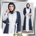 Usine de conception de mode vendant musulman à manches longues maxi robe souple polyester cousu dentelle abaya 2017